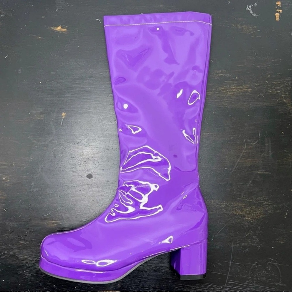 New Look Shiny Purple Knee-High Block Heel Boots